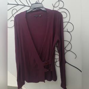 YUKA cross front sweater sz T3 burgundy